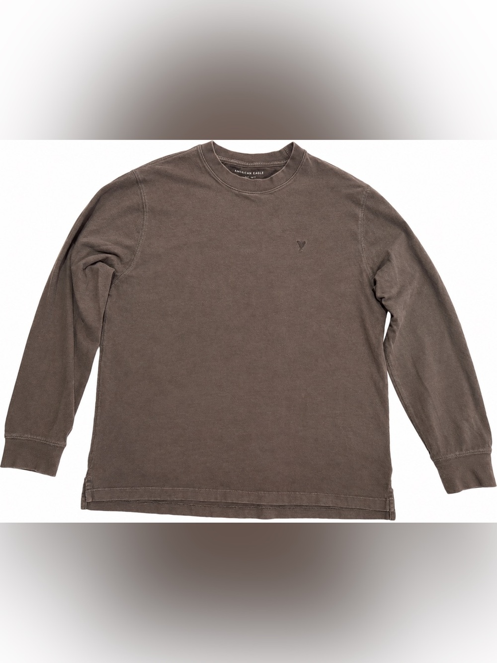 American Eagle Super Soft Long Sleeve Shirt Mens L Brown Standard Fit Minimalist